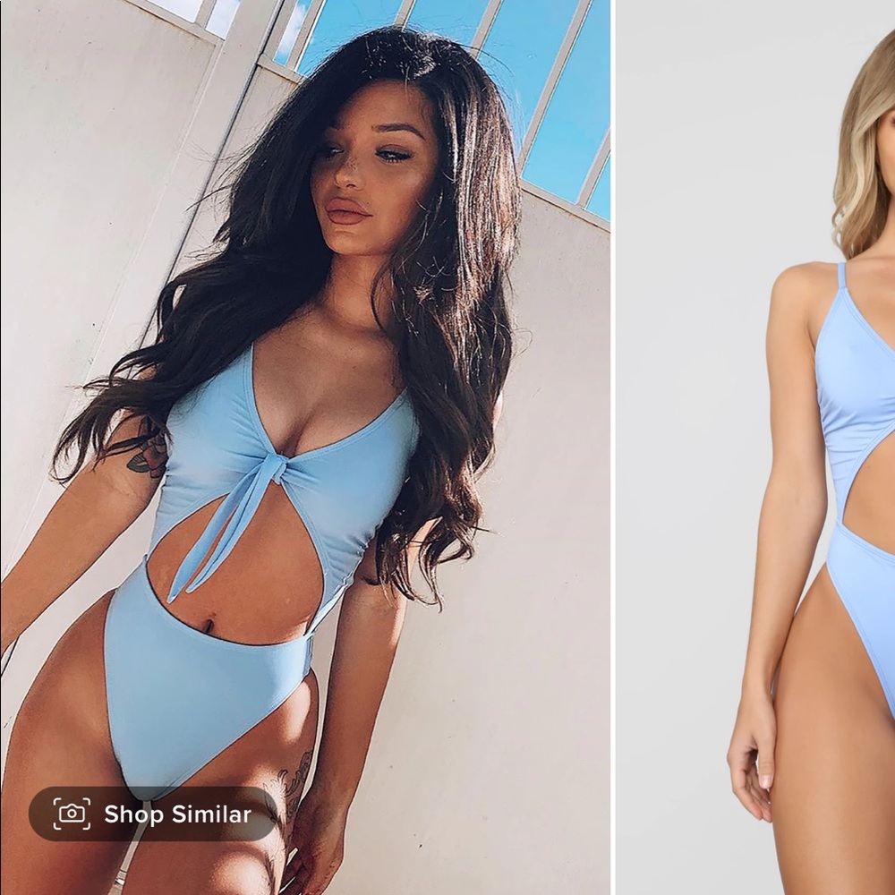 Fashion Nova Royally Tied Swimsuit - Blue